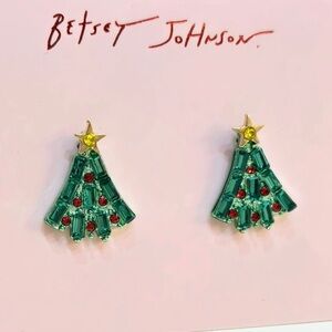 BETSEY JOHNSON Santa Baby Red & Green Crystal Baguettes Christmas Tree NEW NWT